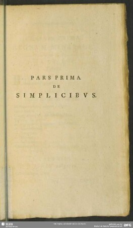 Pars Prima. De Simplicibus