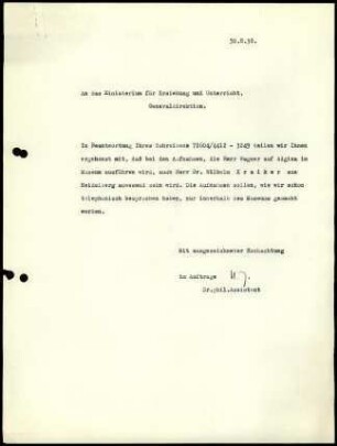 DAI Athen an Griech. Erziehungsministerium