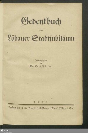 Gedenkbuch zum Löbauer Stadtjubiläum