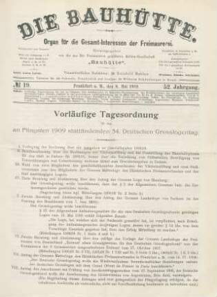 No. 19. Frankfurt a. M., den 8. Mai 1909. 52. Jahrgang.