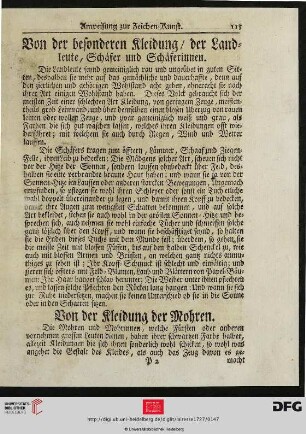 Von der besonderen Kleidung / der Landleute, Schäfer und Schäferinnen.
