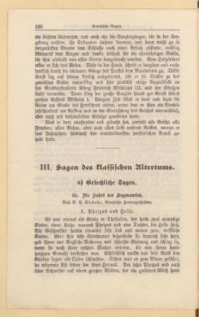 III. Sagen des klassischen Altertums