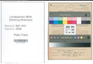 Entnazifizierung Franz Thole , geb. 04.10.1903 (Kaufmann)