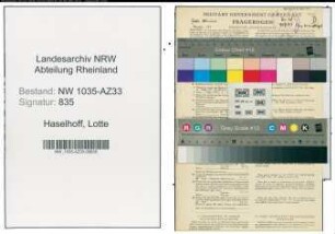 Entnazifizierung Lotte Haselhoff , geb. 05.10.1908 (Lehrerin)