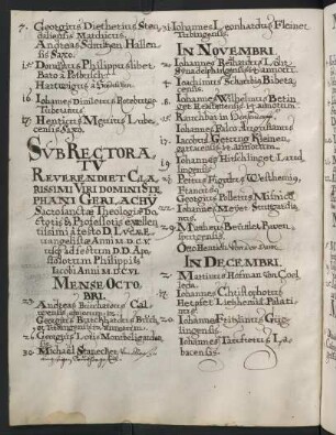Winterhalbjahr 1605/1606. Rektorat Stephan Gerlach