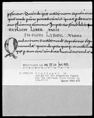 Gregorius Magnus, Moralia pars 4 — Initiale Q(uis mirum), Folio 78verso