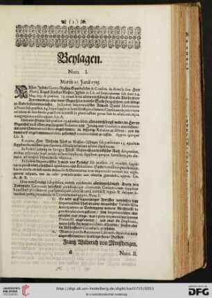 Beylagen [Num. I. - Num. XVIIII.]