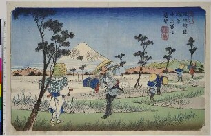 Kōnosu: Blick auf den Fuji aus Fukiage, Blatt 8 aus der Serie: Die 69 Stationen des Kisokaidō