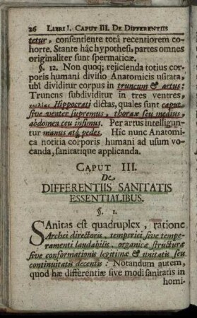 Caput III. De Differentiis Sanitatis Essentialibus