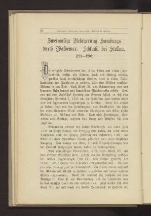 Zweimalige Belagerung Hamburgs durch Waldemar II. Schlacht bei Stellau. 1201-1202.