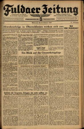 Ausgabe vom Mittwoch, den 21. Februar 1945.
