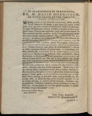 Ad Clarissimum et Præeximium Dn. M. David Horniceum,[...]