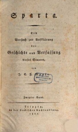 Sparta : ein Versuch zur Aufklärung der Geschichte und Verfassung dieses Staates, 2