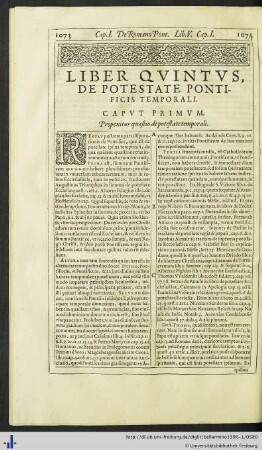 Liber Quintus, De Potestate Pontificis Temporali.