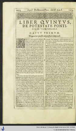 Liber Quintus, De Potestate Pontificis Temporali.