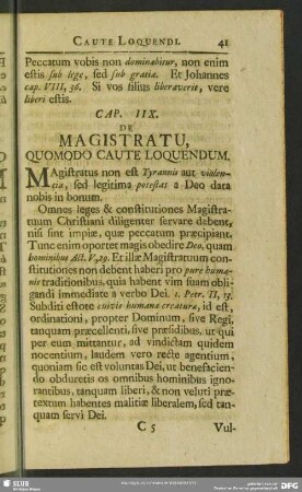 Cap. IIX. De Magistratu, Quomodo Caute Loquendum