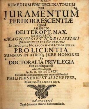 Remedium fori declinatorium per iuramentum perhorrescentiae