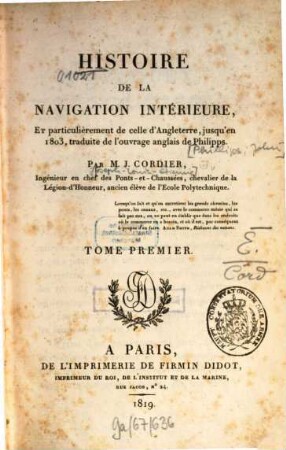 Histoire de la navigation intérieure, 1. Particulièrement de celle d'Angleterre jusqu'en 1803