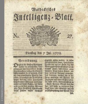 No. 27. Dienstag den 7 Jul. 1778