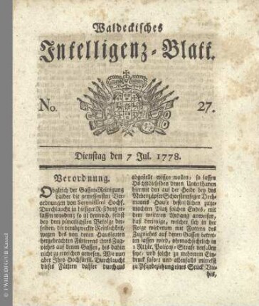 No. 27. Dienstag den 7 Jul. 1778