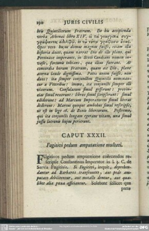 Caput XXXII. Fugitivi pedum amputatione multati