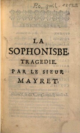 Sophonisbe : Tragedie
