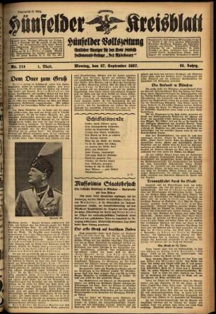 Erste Ausgabe vom Montag, den 27. September 1937.