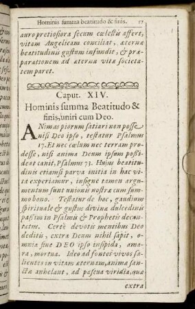 Caput. XIV. Hominis summa Beatitudo & finis, uniri cum Deo.
