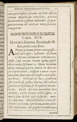 Caput. XIV. Hominis summa Beatitudo & finis, uniri cum Deo.