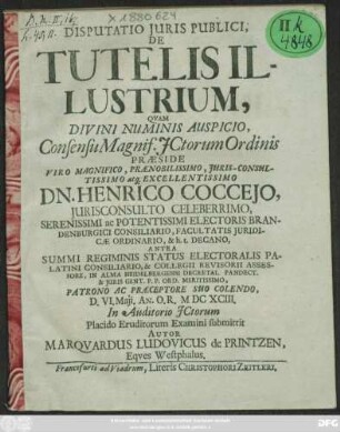 Disputatio Iuris Publici, De Tutelis Illustrium