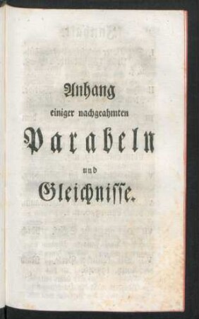 Anhang einiger nachgeahmten Parabeln und Gleichnisse