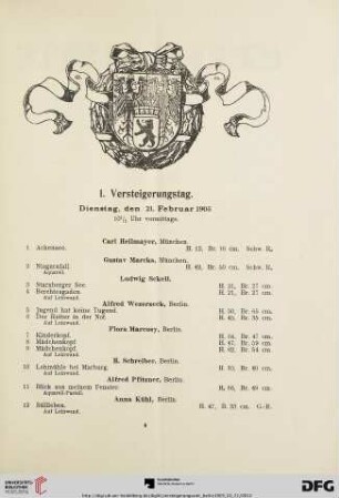 1. Versteigerungstag (Nr. 1-306)