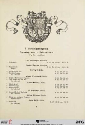1. Versteigerungstag (Nr. 1-306)