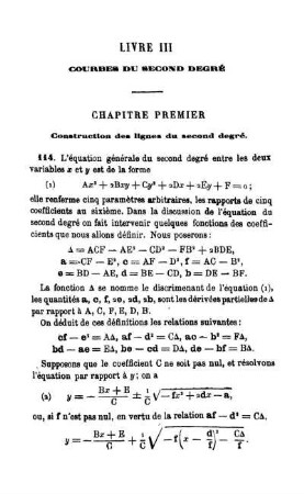 Géométrie Plane. Livre III. Courbes du Second Degré.