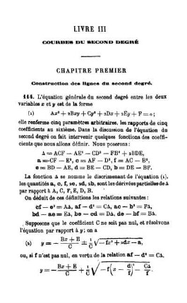 Géométrie Plane. Livre III. Courbes du Second Degré.