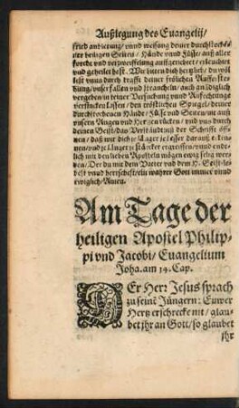 Am Tage der heiligen Apostel Philippi und Jacobi ...