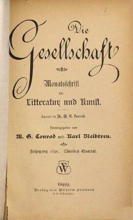 Die Gesellschaft : Münchener Halbmonatschrift. 6. 1890, Quartal 2