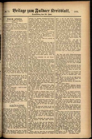 Zweite Ausgabe vom Donnerstag, den 27. Juni 1901.