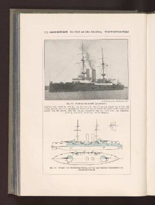 Fig. 206 Britisches Linienschiff "Formidable" Fig. 207 Panzer- und Artillerieanordnung auf den acht britischen Linienschiffen der "Formidable"-Klasse