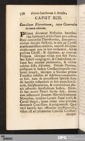 Caput XCII. Concilium Florentinum, inter Generalia decimum octavum