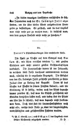 10. Durand's Schlußbemerkungen über vorstehende Reise.