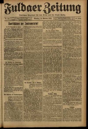 Erste Ausgabe vom Montag, den 31. Oktober 1921.