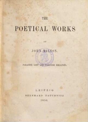 The poetical works of John Milton : Paradise lost and Paradise regained