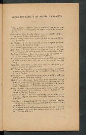 Obras dramáticas de Perrín y Palacios