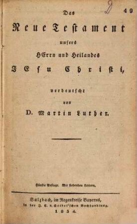 Das Neue Testament unsers Herrn und Heilandes Jesu Christi