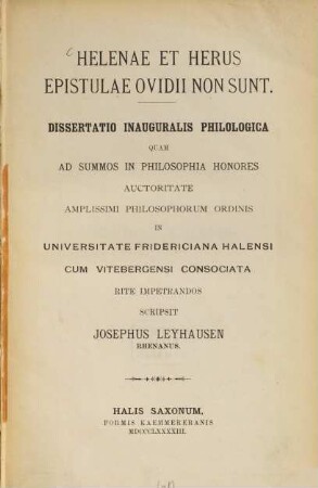 Helenae et Herus epistulae Ovidii non sunt