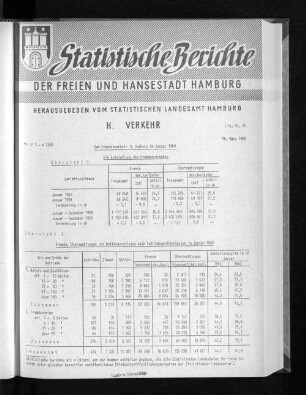 Der Fremdenverkehr in Hamburg im Januar 1960 : Lfd. Nr. 24