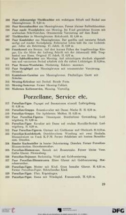 Porzellane, Service etc. (Nr. 317-431)