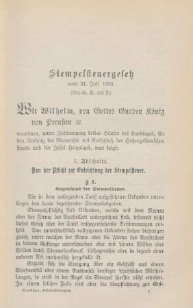Stempelsteuergesetz vom 31. Juli 1895.