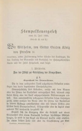 Stempelsteuergesetz vom 31. Juli 1895.